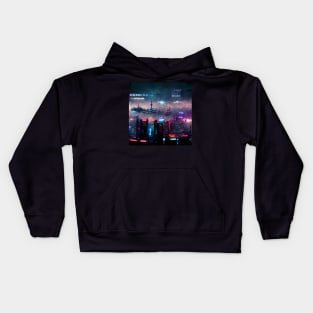 Minato - Cyberpunk Skyline Cityscape Kids Hoodie